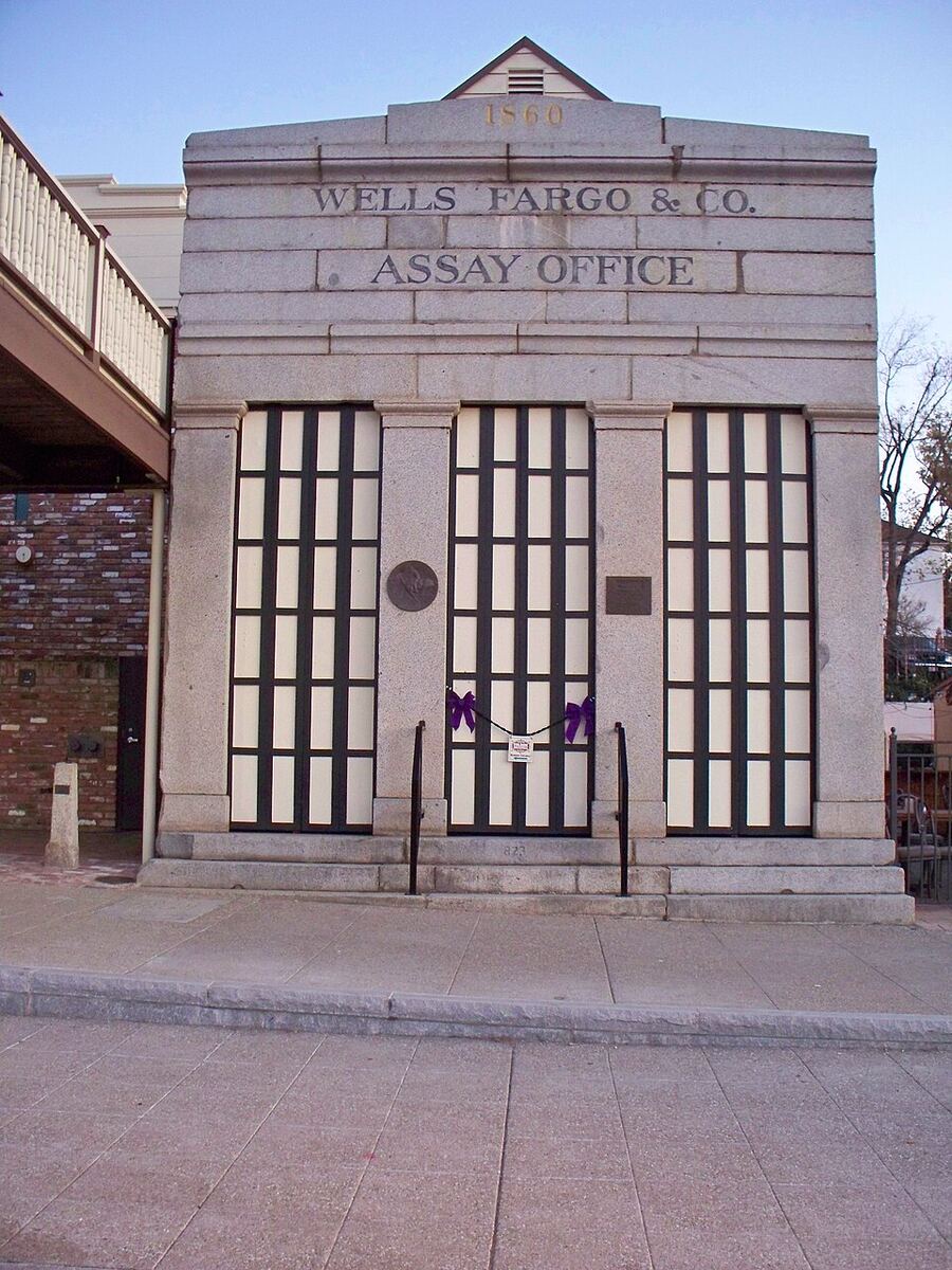 The 1860 Wells Fargo Assay Office on Historic Sutter Street in Folsom, California