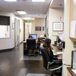 Behind front desk area